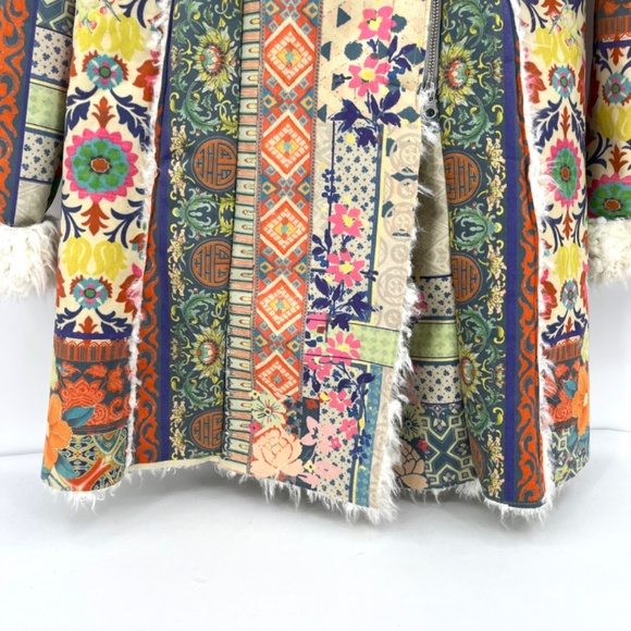 NWT Johnny Was Biya Multicolor Floral Drammen Suede Mid-Length Coat - Picture 7 of 14